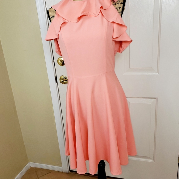 NICOLE MILLER STUDIO Ruffle Cold Shoulder Dress  - Picture 7 of 10